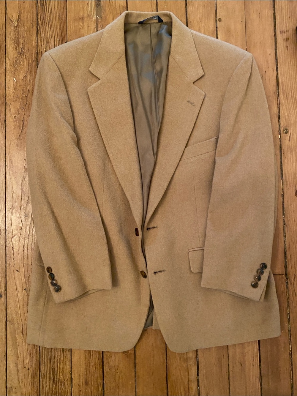 Men's Camel Hair Blazer 44S - Classic Tailored Jacket